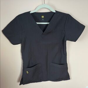 WINK 2-Pocket Scrub Top Short Sleeve Dark Gray XS